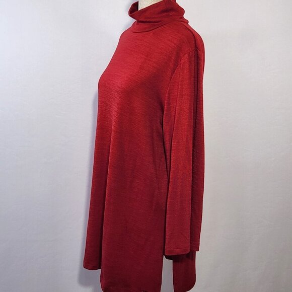 NWT  T-Tahari Women's Size Large Red Mock Neck Long Sleeve Vented Sweater Casual - Picture 11 of 16